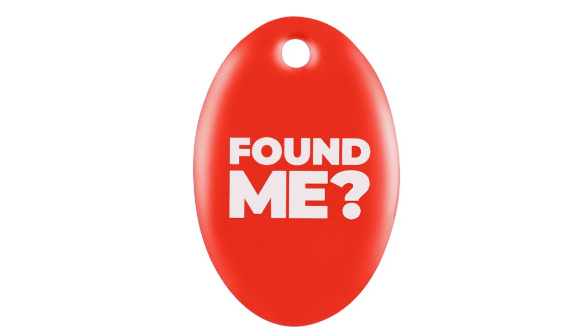 Purple medium oval plastic Tag