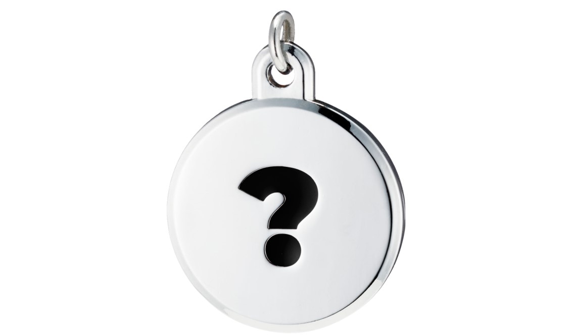 Black colored question mark pendant