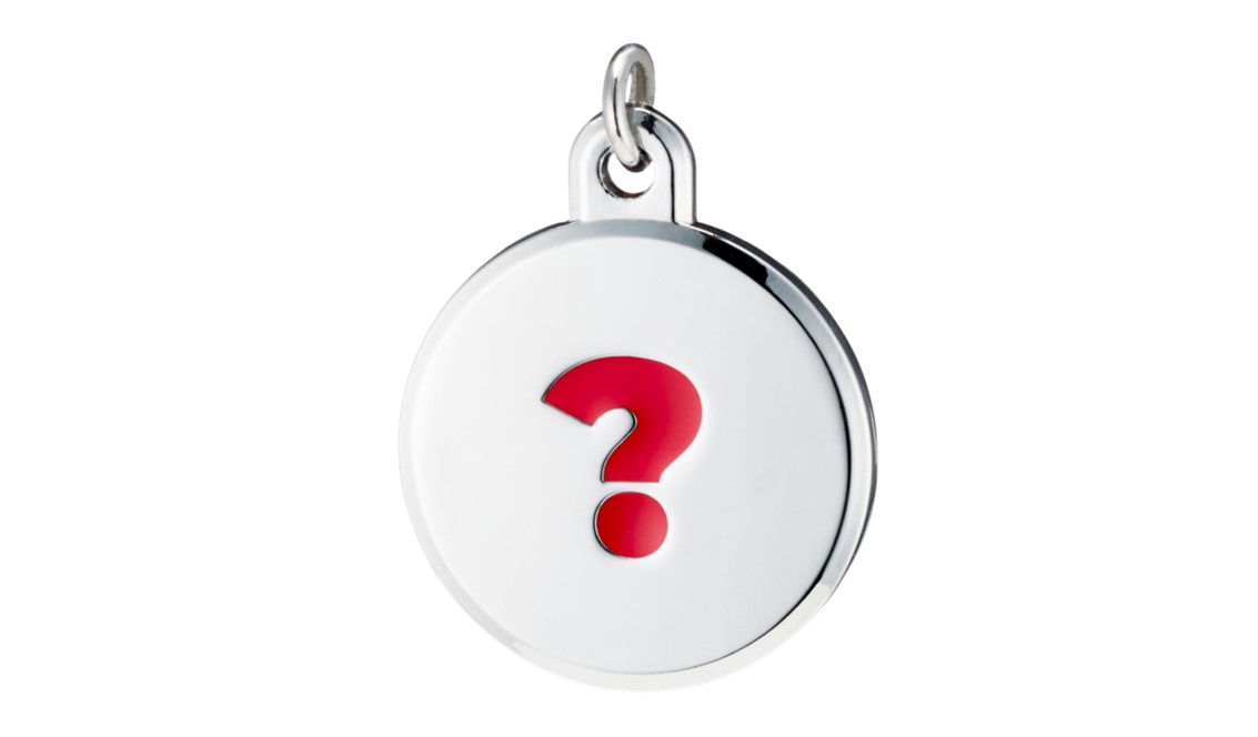 Red colored question mark pendant