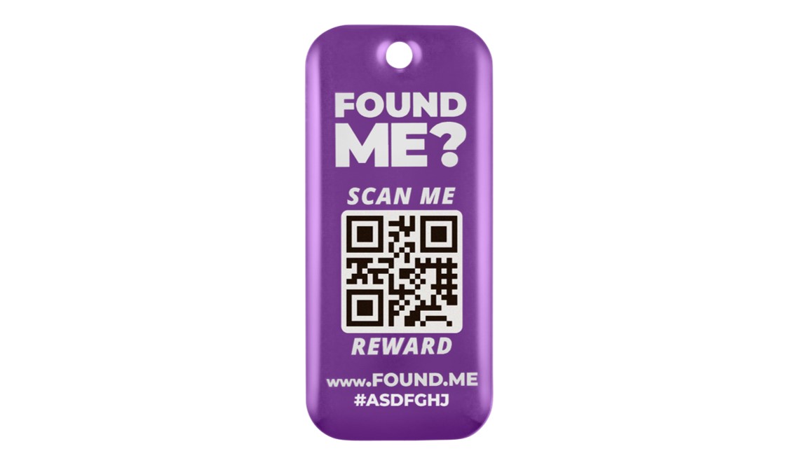 Purple small rectangle plastic Tag