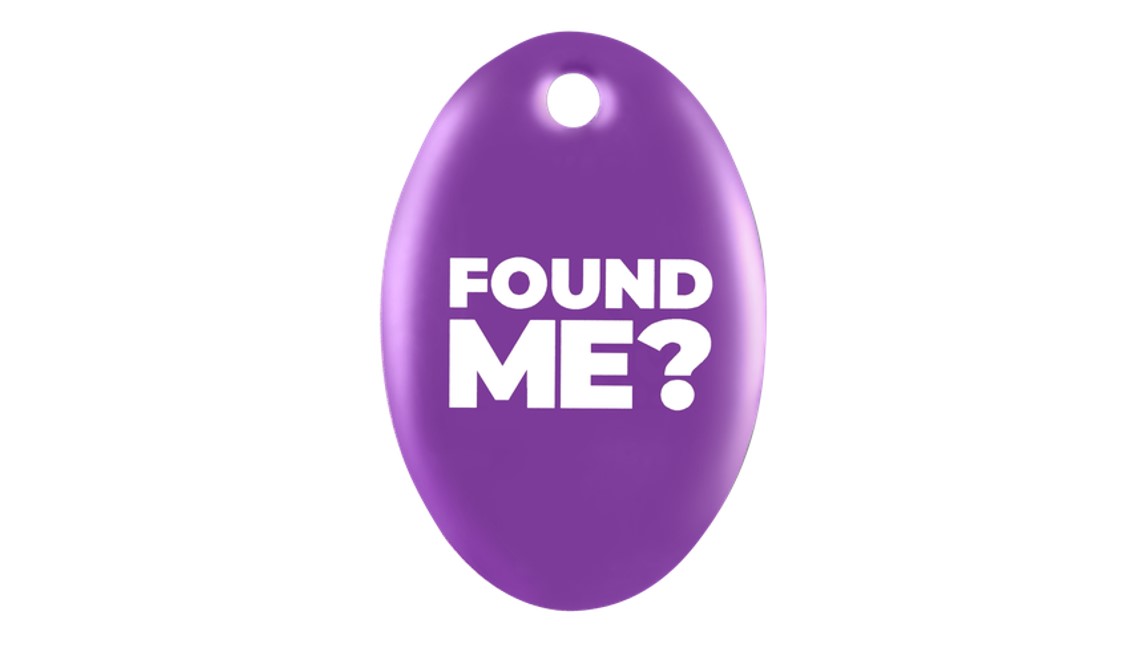 Red medium oval plastic Tag